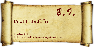 Broll Iván névjegykártya